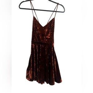 Elegant Velvet Orange / brown Dress